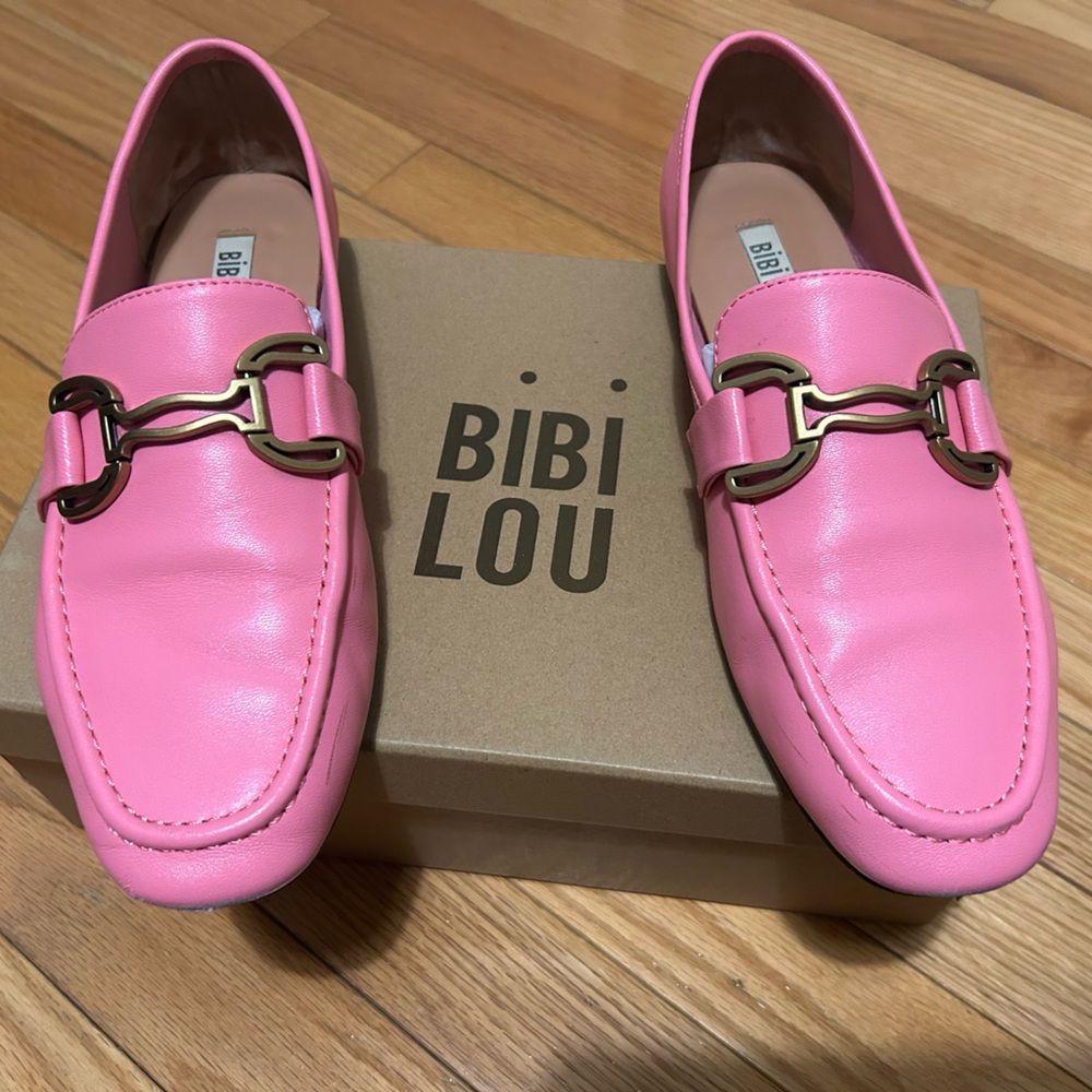 Women's Pink Leather Horsebit Loafers